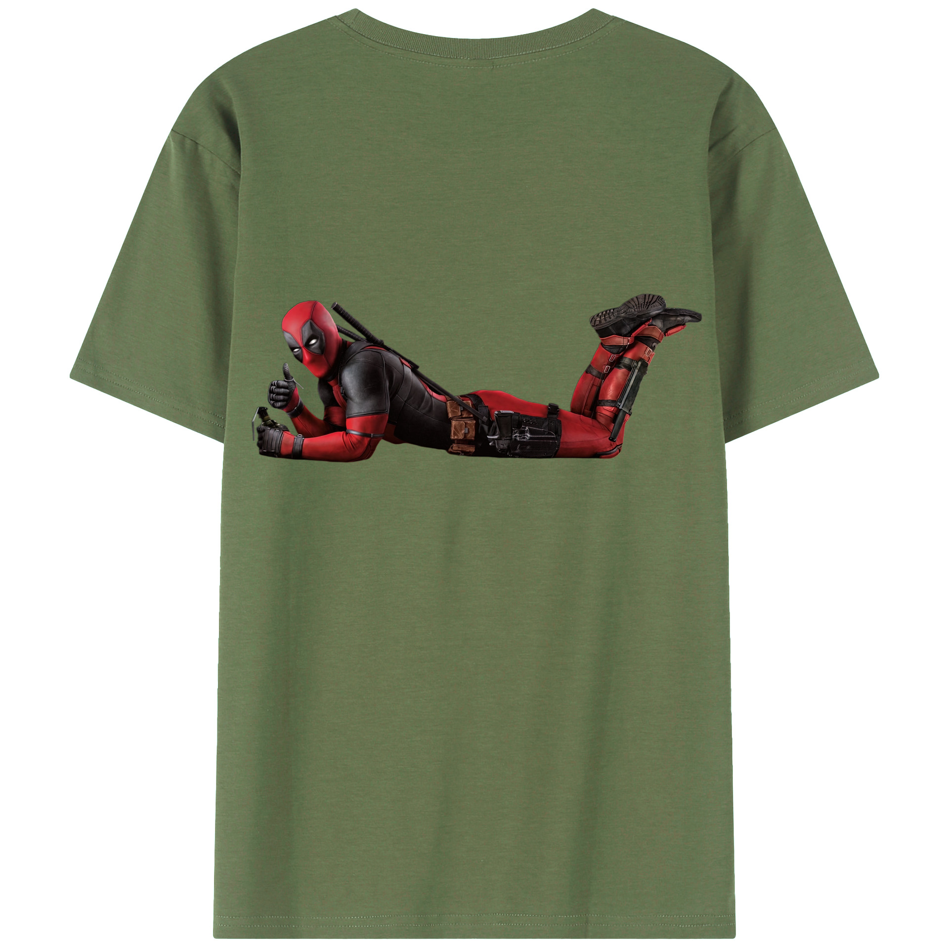（画像用） Deadpool デッドプール 綿100％ メンズ半袖Tシャツ（バックプリント） 通気性
